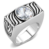 High polished (no plating) Stainless Steel Ring with AAA Grade CZ  in Clear