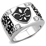 High polished (no plating) Stainless Steel Ring with AAA Grade CZ  in Clear