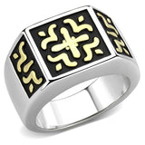 Two-Tone IP Gold (Ion Plating) Stainless Steel Ring with No Stone