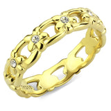 IP Gold(Ion Plating) Stainless Steel Ring with Top Grade Crystal  in Clear