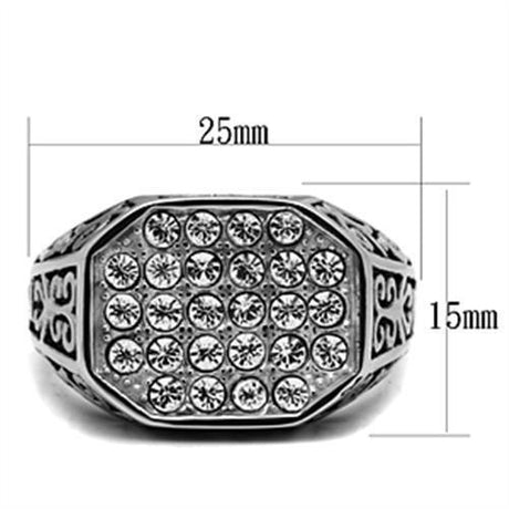 High polished (no plating) Stainless Steel Ring with Top Grade Crystal  in Clear