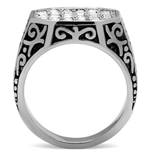 High polished (no plating) Stainless Steel Ring with Top Grade Crystal  in Clear