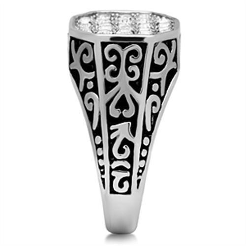 High polished (no plating) Stainless Steel Ring with Top Grade Crystal  in Clear
