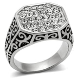 High polished (no plating) Stainless Steel Ring with Top Grade Crystal  in Clear