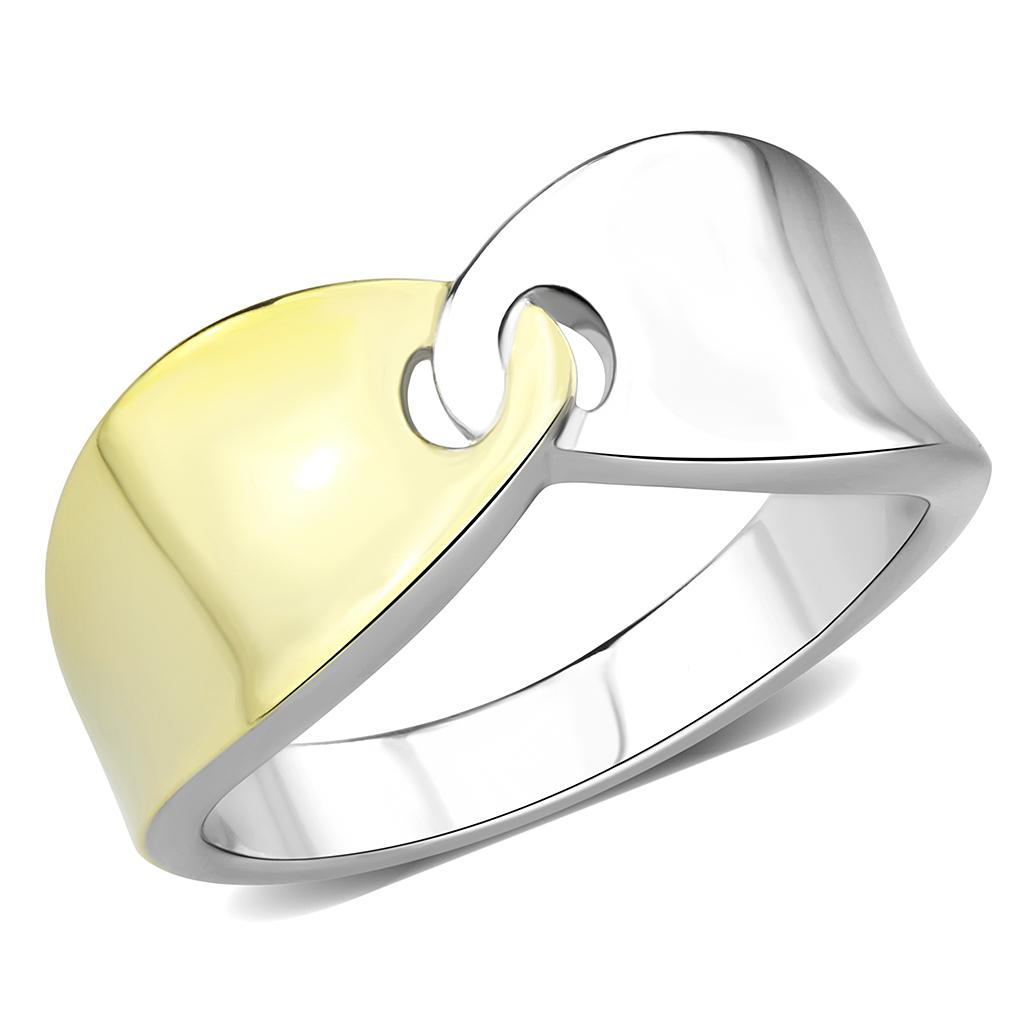 Two-Tone IP Gold (Ion Plating) Stainless Steel Ring with No Stone