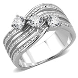 High polished (no plating) Stainless Steel Ring with AAA Grade CZ  in Clear