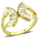 IP Gold(Ion Plating) Stainless Steel Ring with AAA Grade CZ  in Clear