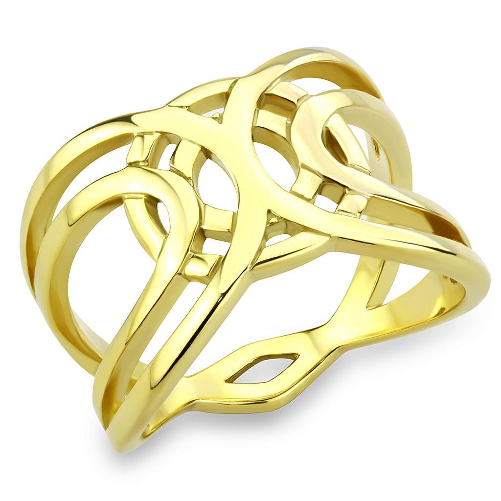 IP Gold(Ion Plating) Stainless Steel Ring with No Stone