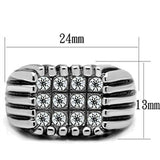 High polished (no plating) Stainless Steel Ring with Top Grade Crystal  in Clear