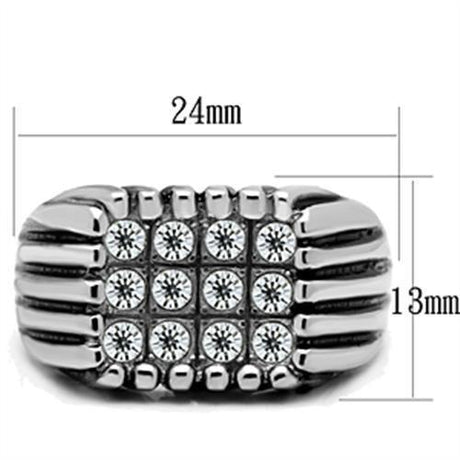 High polished (no plating) Stainless Steel Ring with Top Grade Crystal  in Clear
