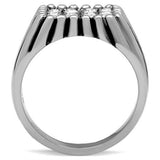 High polished (no plating) Stainless Steel Ring with Top Grade Crystal  in Clear