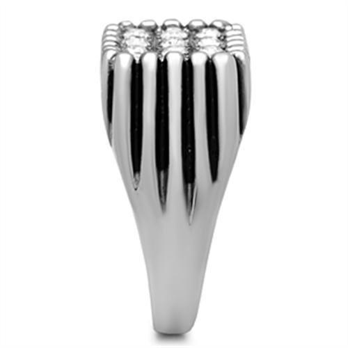 High polished (no plating) Stainless Steel Ring with Top Grade Crystal  in Clear