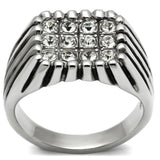 High polished (no plating) Stainless Steel Ring with Top Grade Crystal  in Clear
