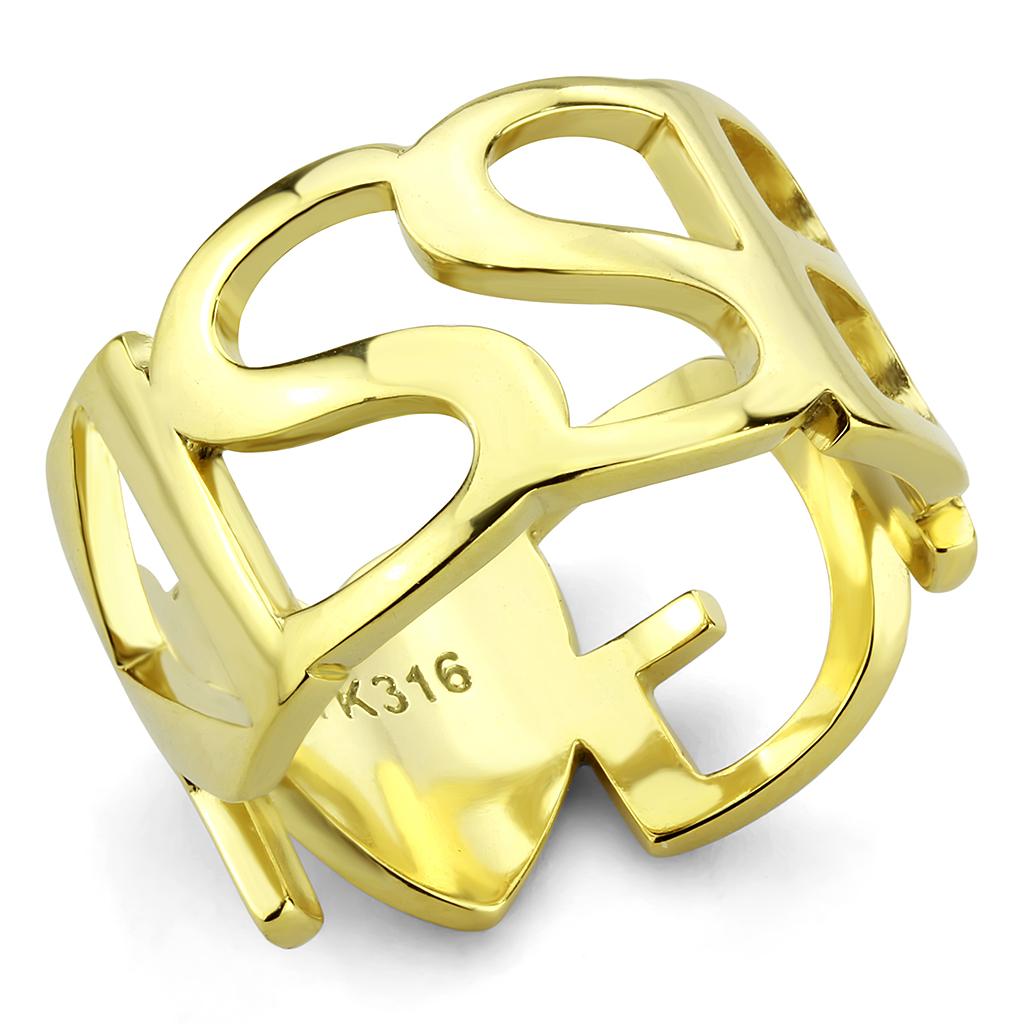 IP Gold(Ion Plating) Stainless Steel Ring with No Stone