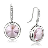 High polished (no plating) Stainless Steel Earrings with Top Grade Crystal  in Light Rose