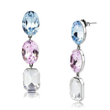 High polished (no plating) Stainless Steel Earrings with Top Grade Crystal  in Multi Color