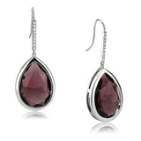 High polished (no plating) Stainless Steel Earrings with Top Grade Crystal  in Amethyst