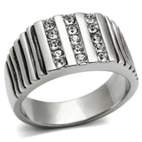 High polished (no plating) Stainless Steel Ring with Top Grade Crystal  in Clear
