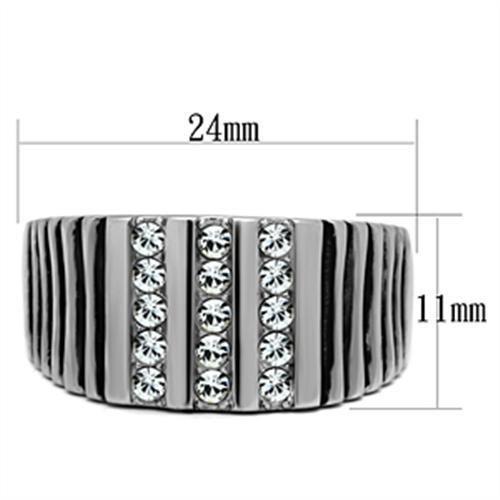High polished (no plating) Stainless Steel Ring with Top Grade Crystal  in Clear