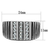 High polished (no plating) Stainless Steel Ring with Top Grade Crystal  in Clear