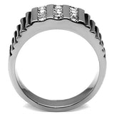 High polished (no plating) Stainless Steel Ring with Top Grade Crystal  in Clear