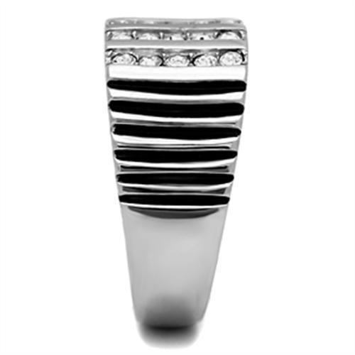 High polished (no plating) Stainless Steel Ring with Top Grade Crystal  in Clear