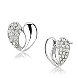 High polished (no plating) Stainless Steel Earrings with Top Grade Crystal  in Clear
