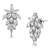 High polished (no plating) Stainless Steel Earrings with AAA Grade CZ  in Clear