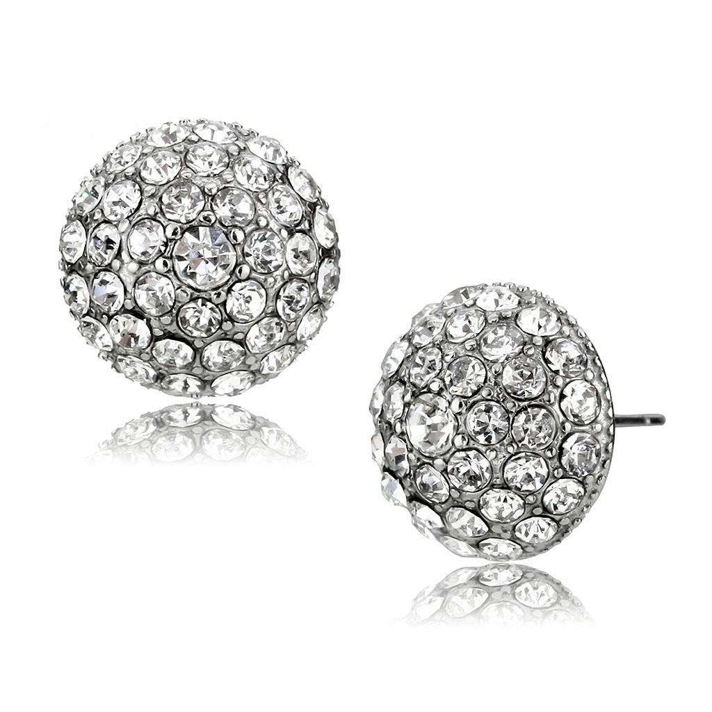 High polished (no plating) Stainless Steel Earrings with Top Grade Crystal  in Clear