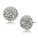 High polished (no plating) Stainless Steel Earrings with Top Grade Crystal  in Clear