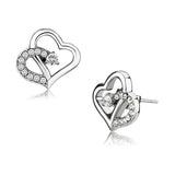 High polished (no plating) Stainless Steel Earrings with AAA Grade CZ  in Clear