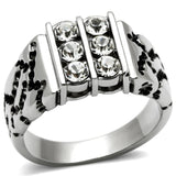 High polished (no plating) Stainless Steel Ring with Top Grade Crystal  in Clear