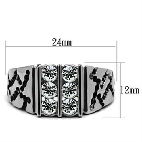 High polished (no plating) Stainless Steel Ring with Top Grade Crystal  in Clear