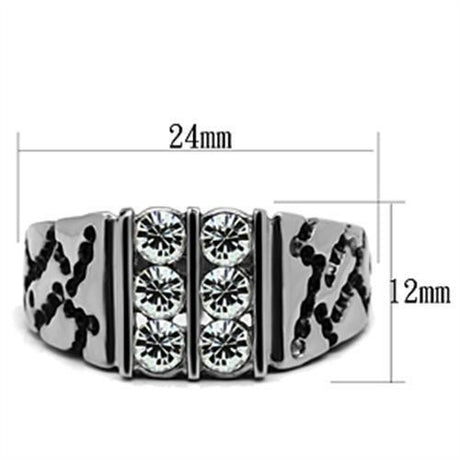 High polished (no plating) Stainless Steel Ring with Top Grade Crystal  in Clear