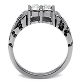 High polished (no plating) Stainless Steel Ring with Top Grade Crystal  in Clear