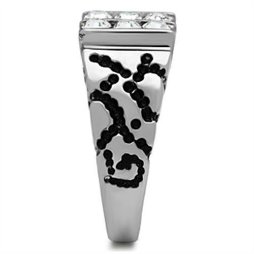 High polished (no plating) Stainless Steel Ring with Top Grade Crystal  in Clear