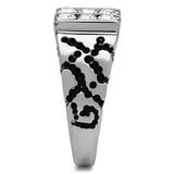 High polished (no plating) Stainless Steel Ring with Top Grade Crystal  in Clear