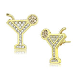 IP Gold(Ion Plating) Stainless Steel Earrings with Top Grade Crystal  in Silk