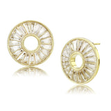 IP Gold(Ion Plating) Stainless Steel Earrings with AAA Grade CZ  in Clear