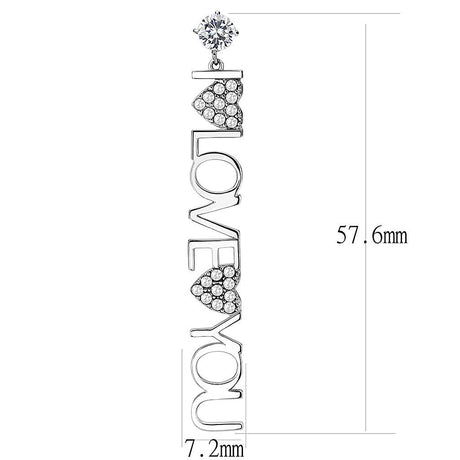 High polished (no plating) Stainless Steel Earrings with AAA Grade CZ  in Clear