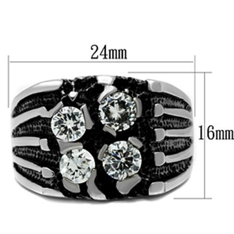 High polished (no plating) Stainless Steel Ring with AAA Grade CZ  in Clear