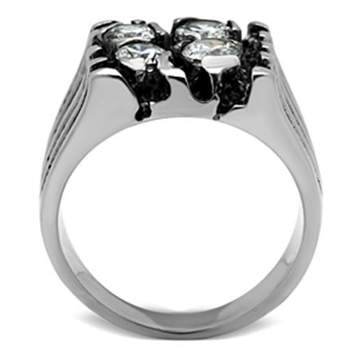 High polished (no plating) Stainless Steel Ring with AAA Grade CZ  in Clear