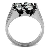 High polished (no plating) Stainless Steel Ring with AAA Grade CZ  in Clear