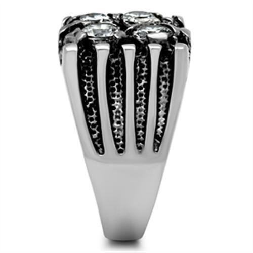 High polished (no plating) Stainless Steel Ring with AAA Grade CZ  in Clear