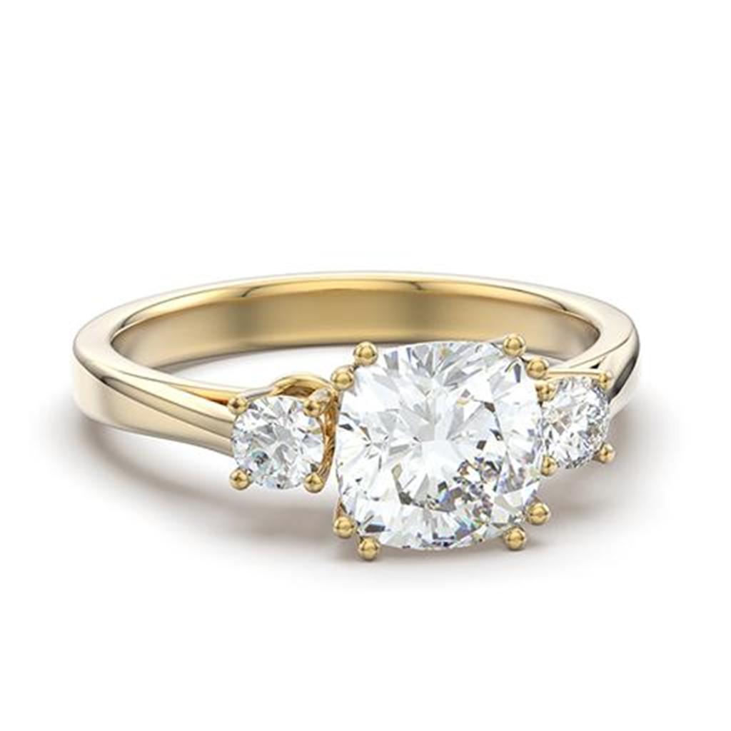 IP Gold(Ion Plating) Stainless Steel Ring with AAA Grade CZ  in Clear