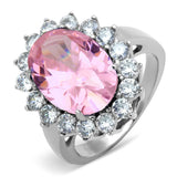 High polished (no plating) Stainless Steel Ring with Synthetic Synthetic Glass in Rose