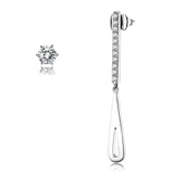 High polished (no plating) Stainless Steel Earrings with AAA Grade CZ  in Clear