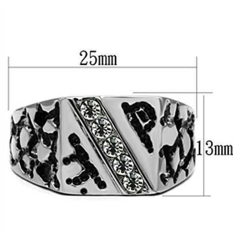 High polished (no plating) Stainless Steel Ring with Top Grade Crystal  in Clear