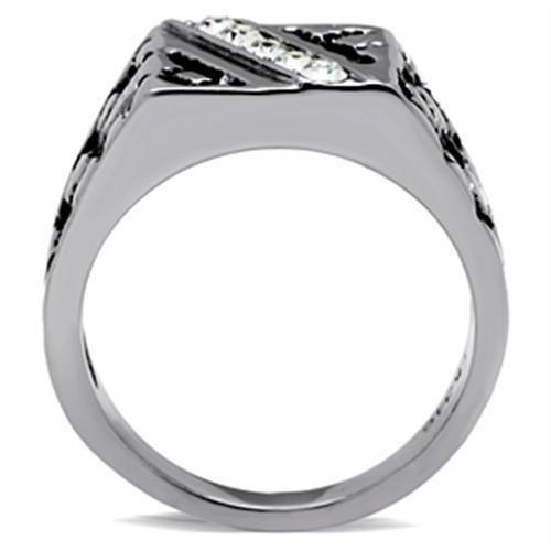 High polished (no plating) Stainless Steel Ring with Top Grade Crystal  in Clear