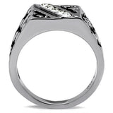 High polished (no plating) Stainless Steel Ring with Top Grade Crystal  in Clear